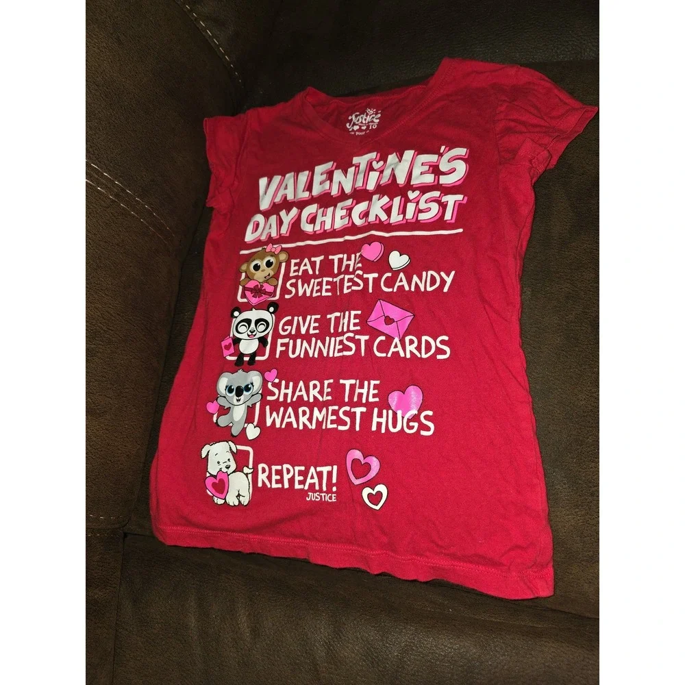 Justice valentine's day lot of 2 tops size 10 checklist love is‎ sweet